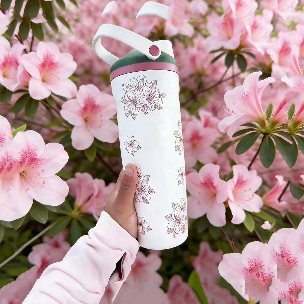 Water bottle in use